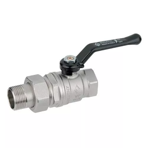 Кран шаровой полнопроходной Federica Bugatti New Jersey 920 - 1/2" (ВР/НР-американка, ручка-рычаг черная)